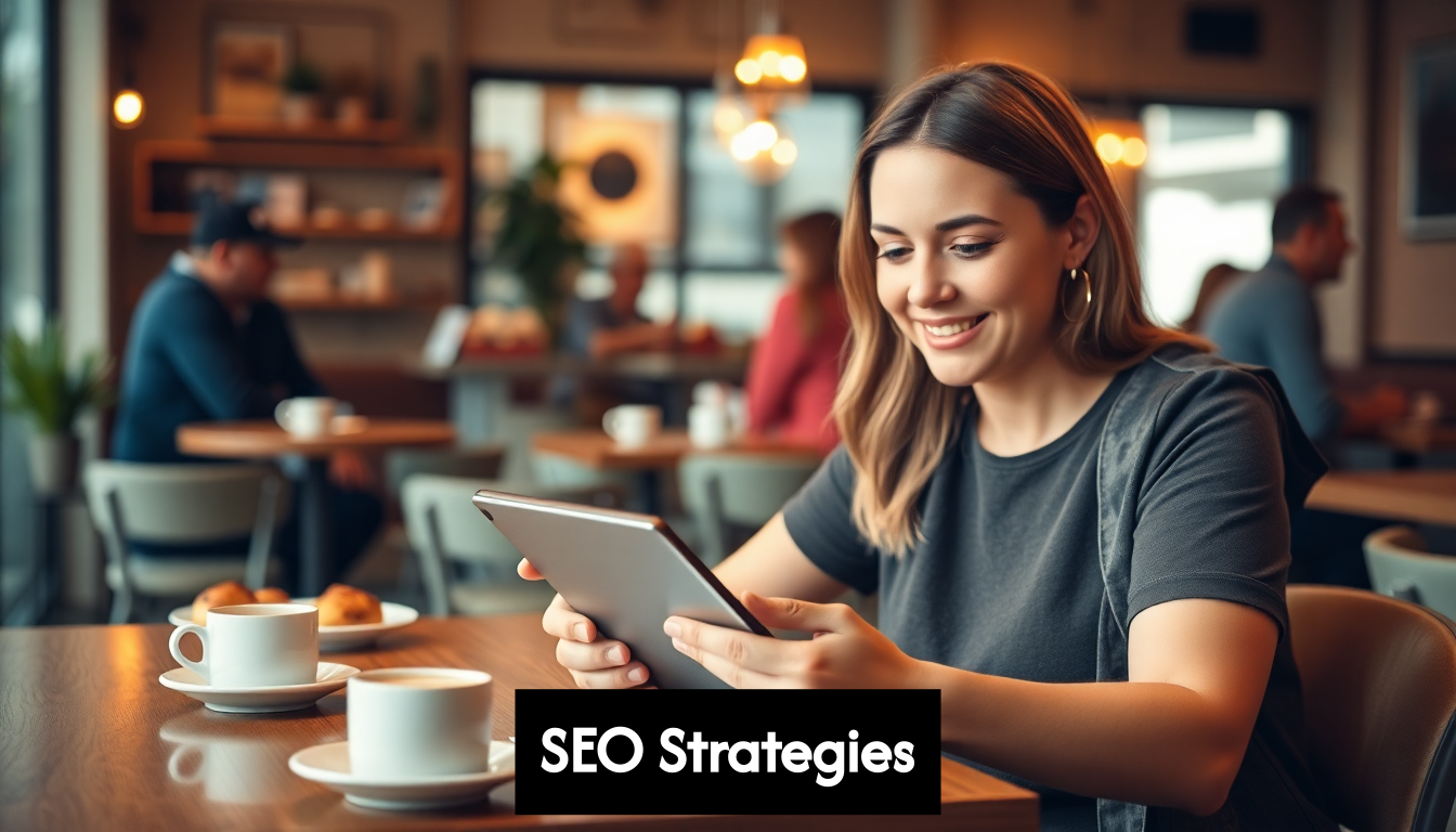 Business owner managing local SEO on tablet