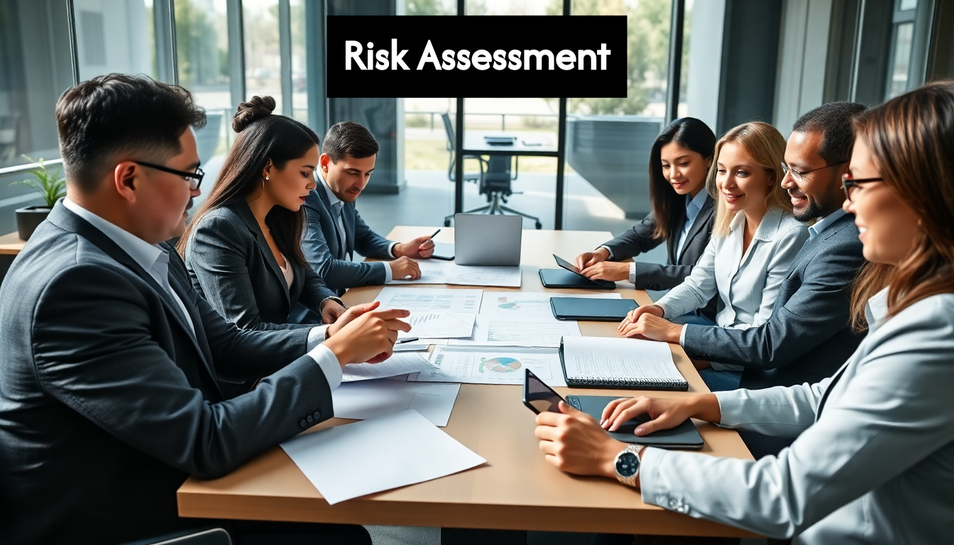 Business team analyzing customer data risk
