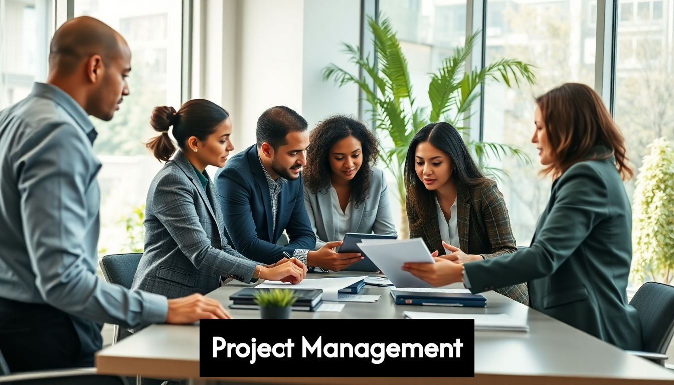 Business team collaborating in modern office