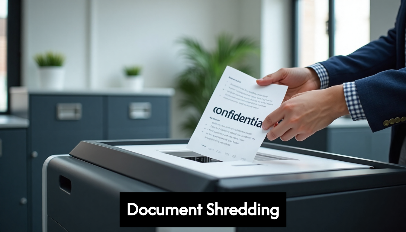 Business team shredding confidential documents