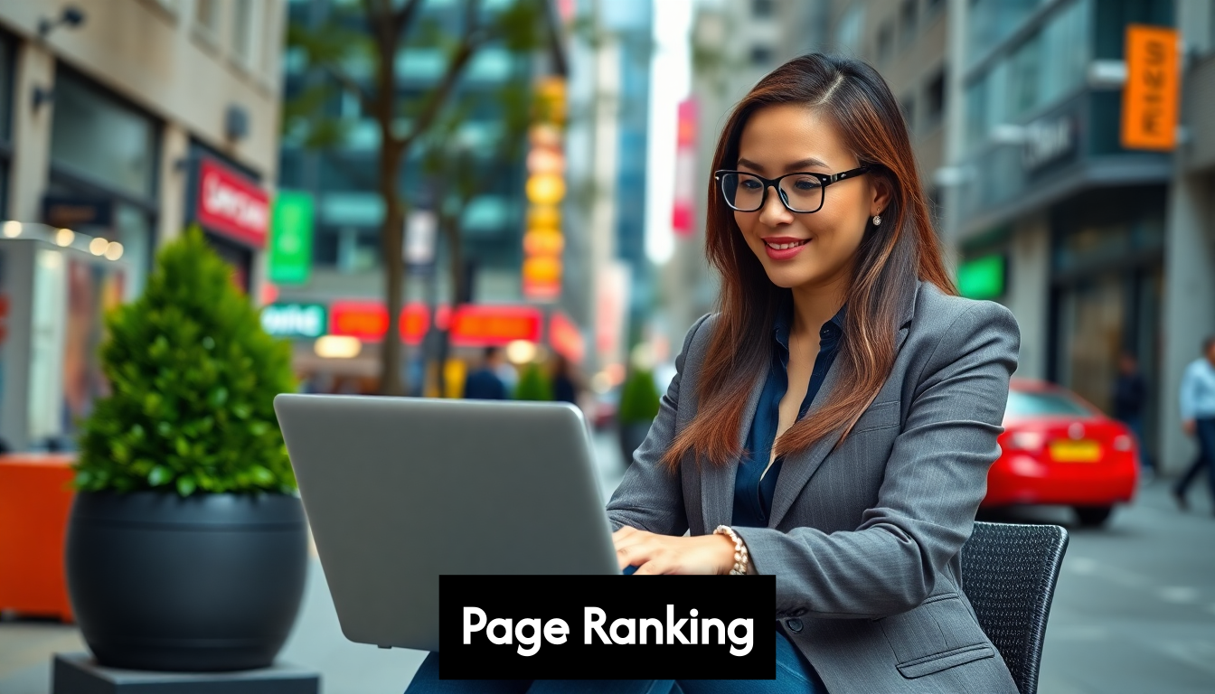 Businesswoman with laptop in city