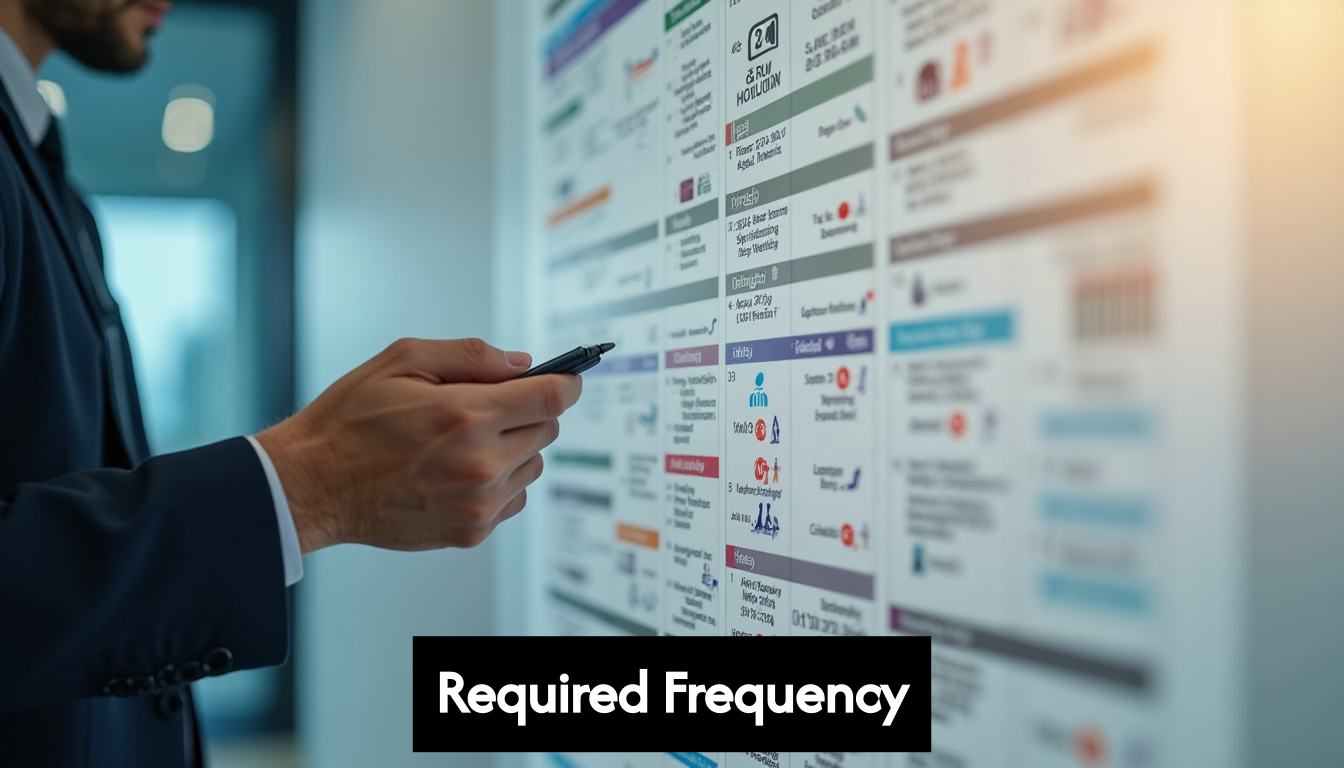 Calendar showing various safety training frequencies.