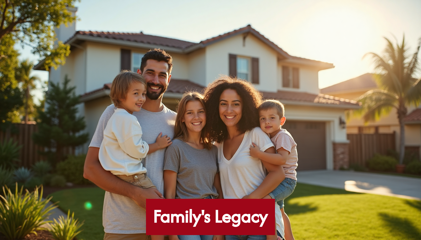 California family outside protected home