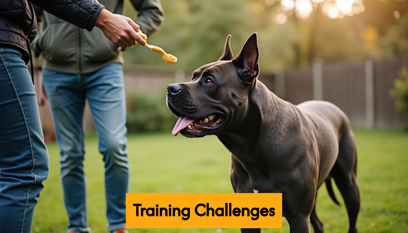 Cane Corso in training session outdoors