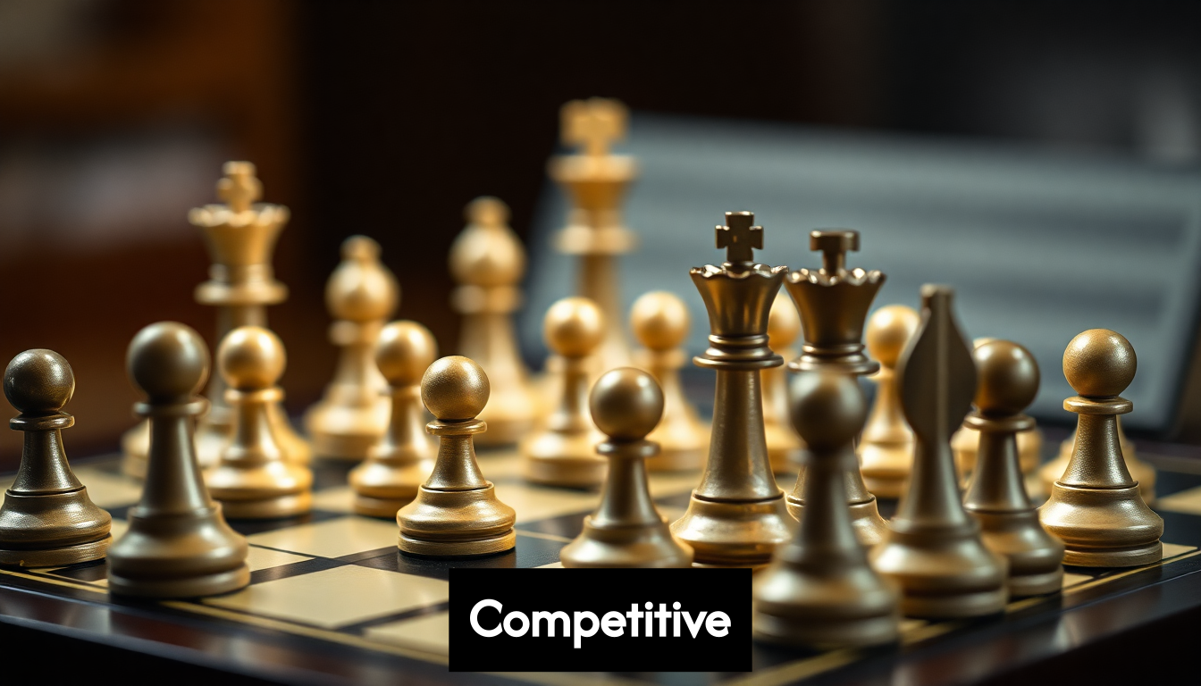 Chessboard pieces representing competitive strategy.