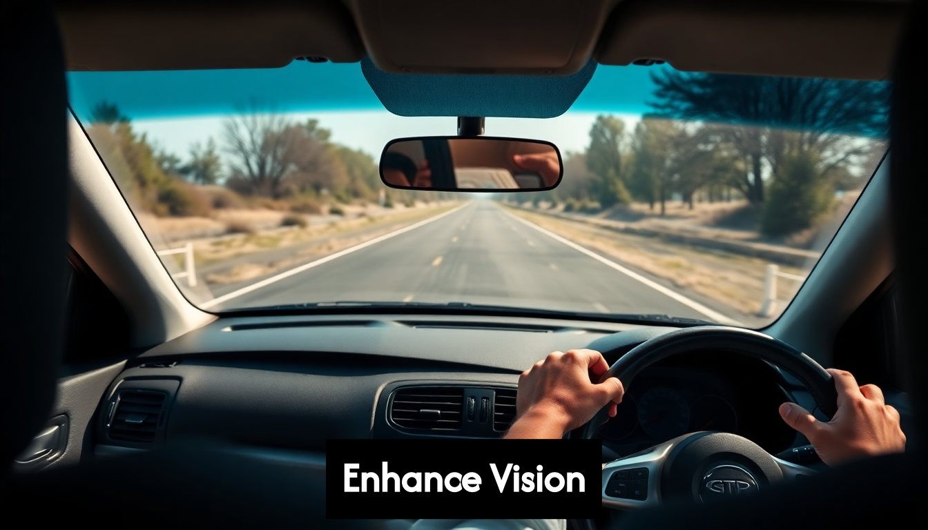 Clear view through car windshield and dashboard