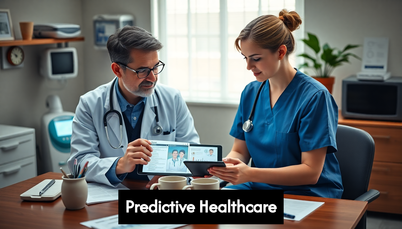 Clinicians reviewing patient data on tablet