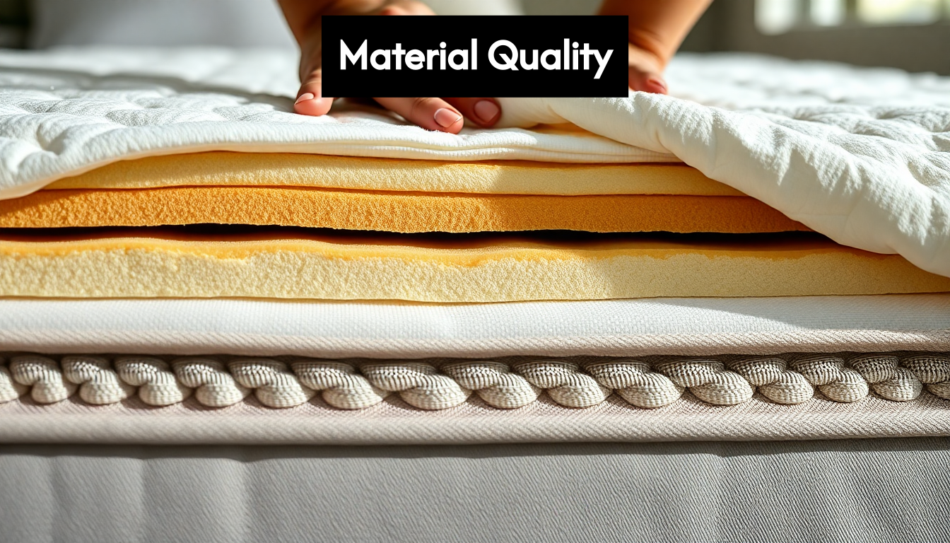 Close-up of high-quality mattress layers and build