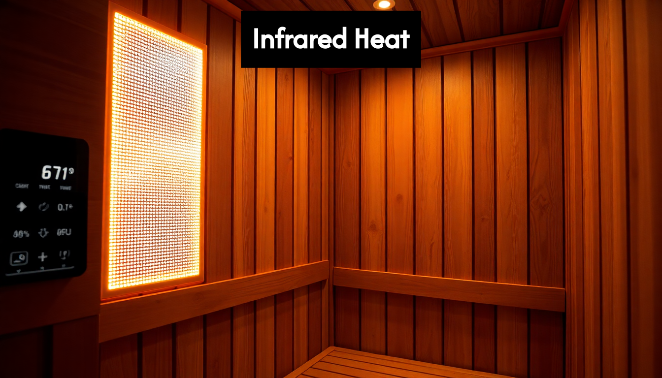 Close-up of infrared sauna panels and controls