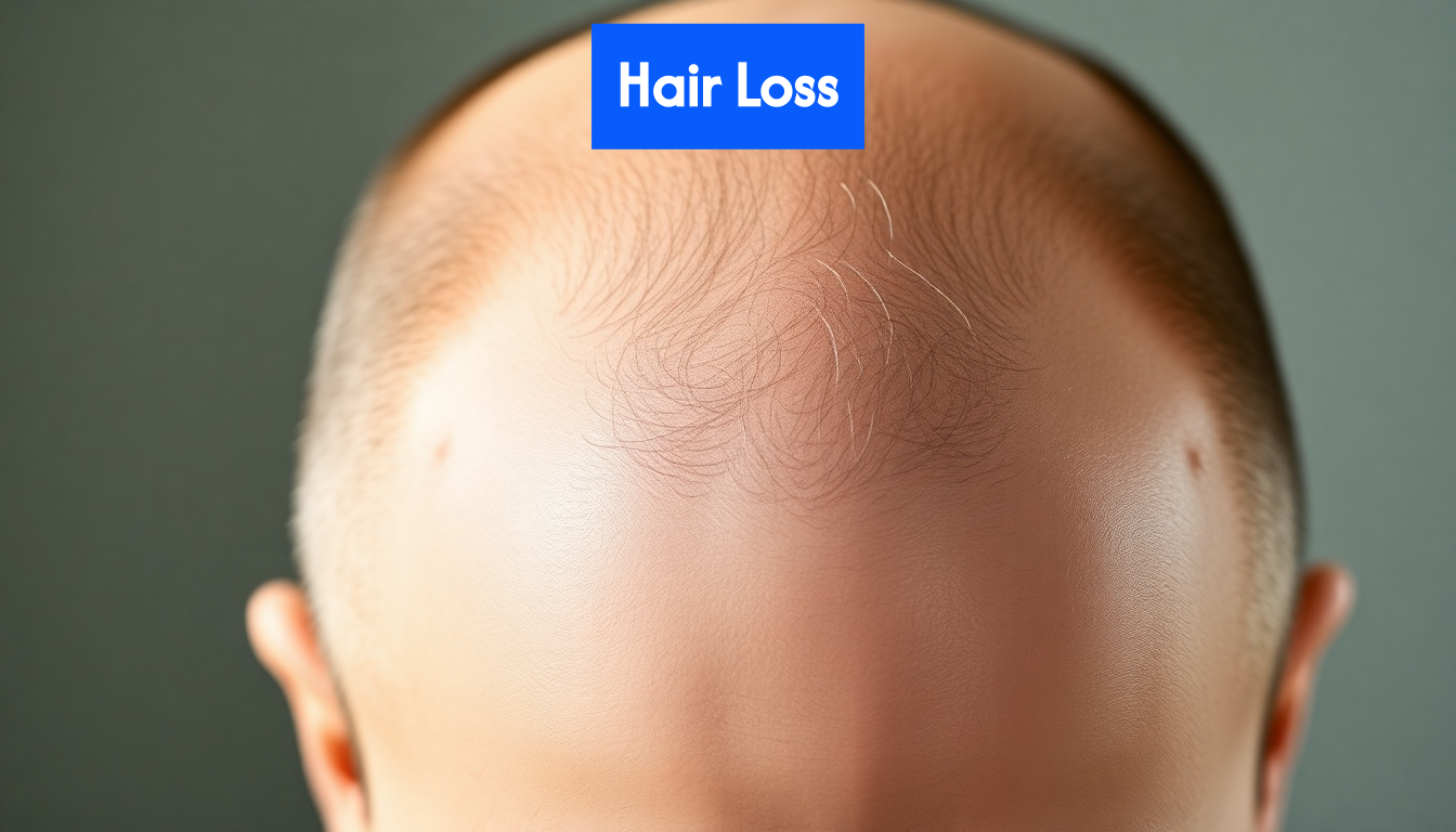 Close-up of male with thinning hair on crown