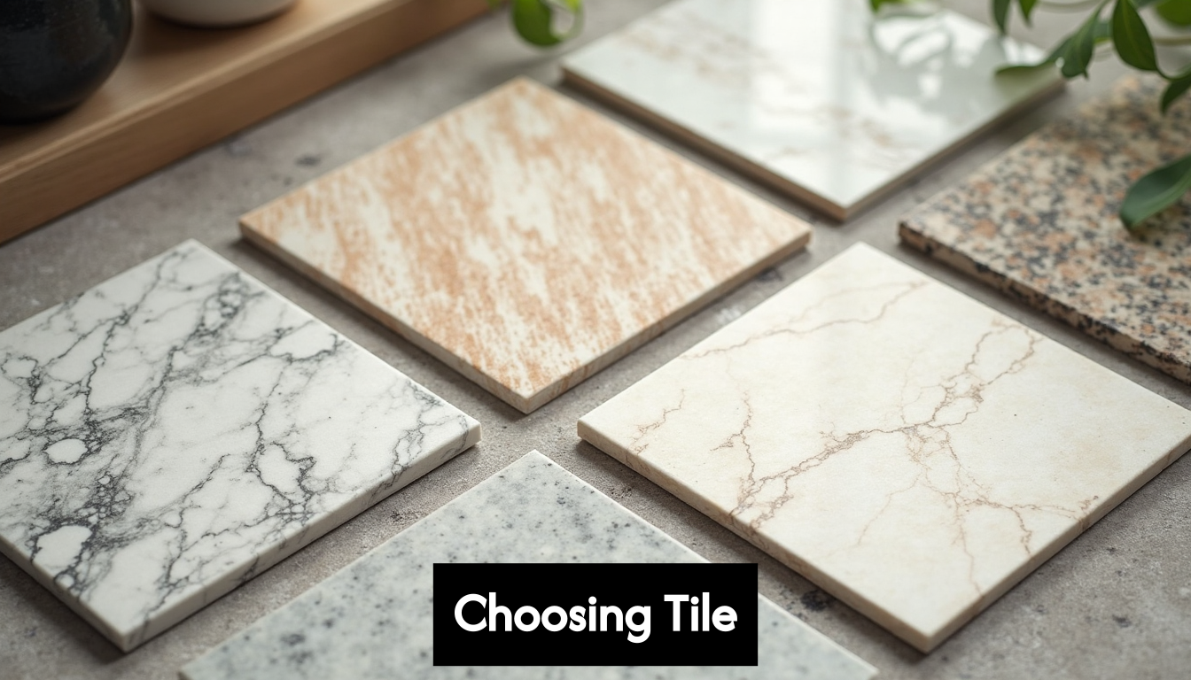 Close-up of various tile material samples