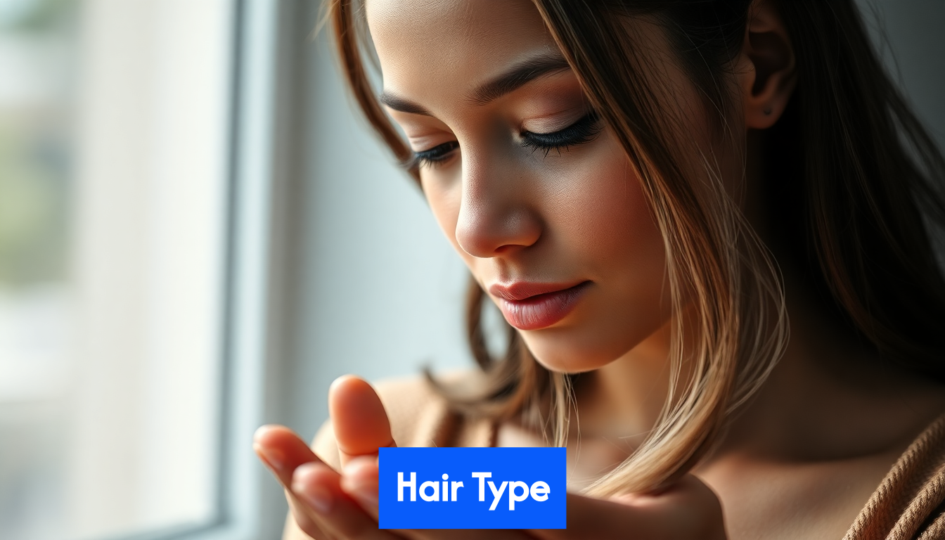 Close-up of woman examining hair texture