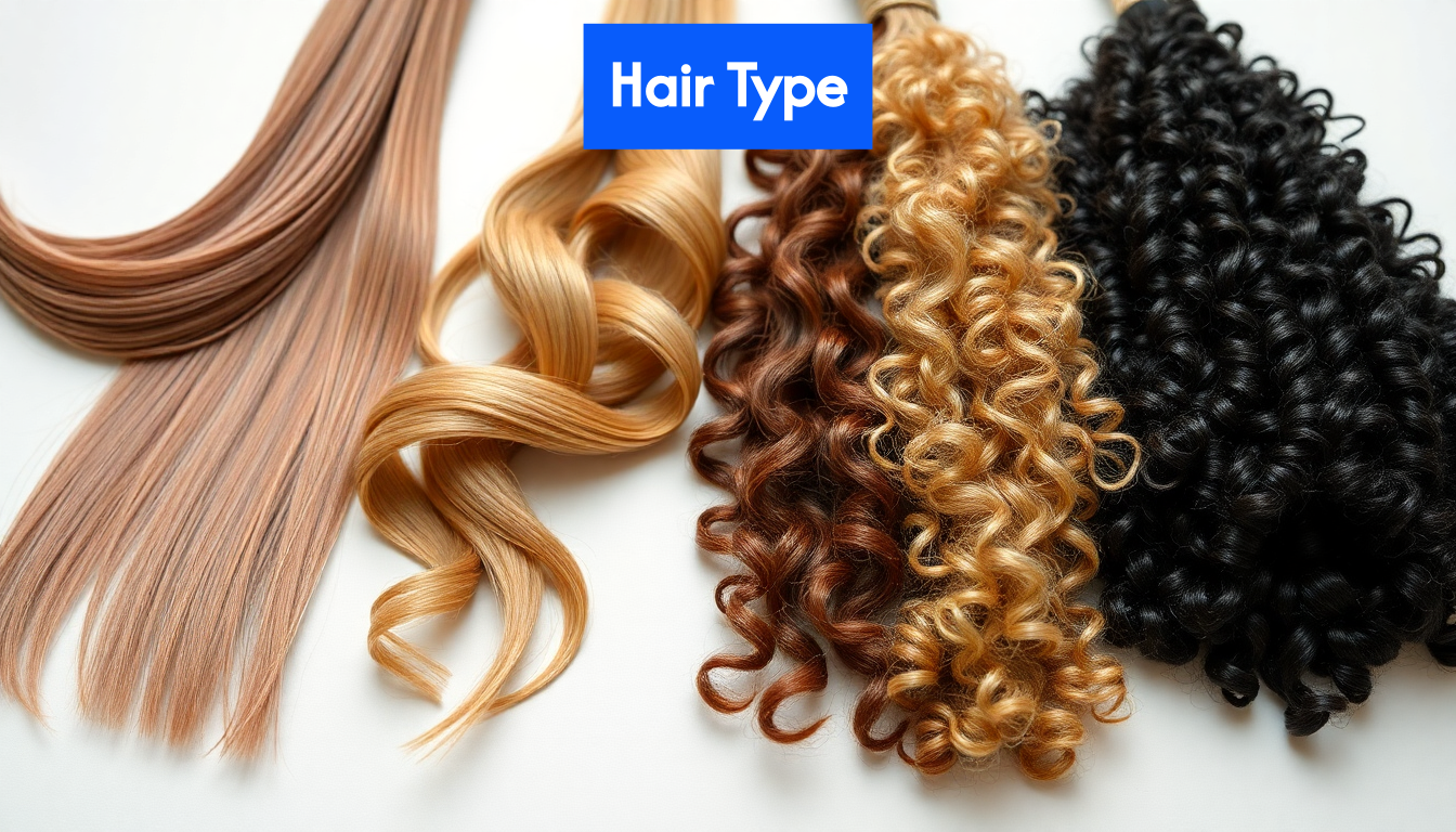 Close-up showing straight, wavy, curly, and coily hair