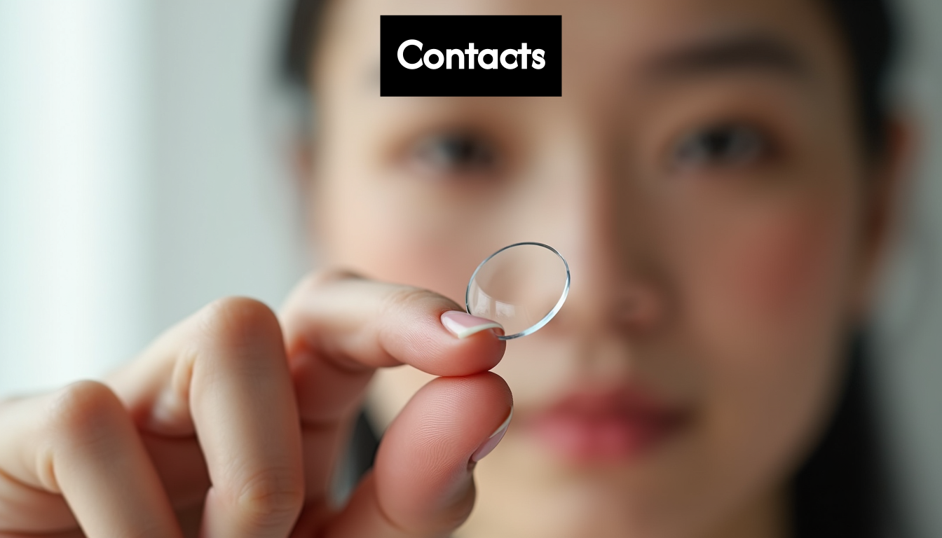 Close up of a contact lens on a fingertip.
