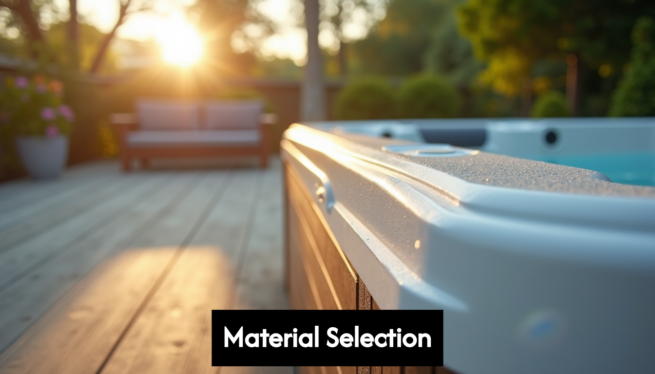 Close up of durable spa decking material.