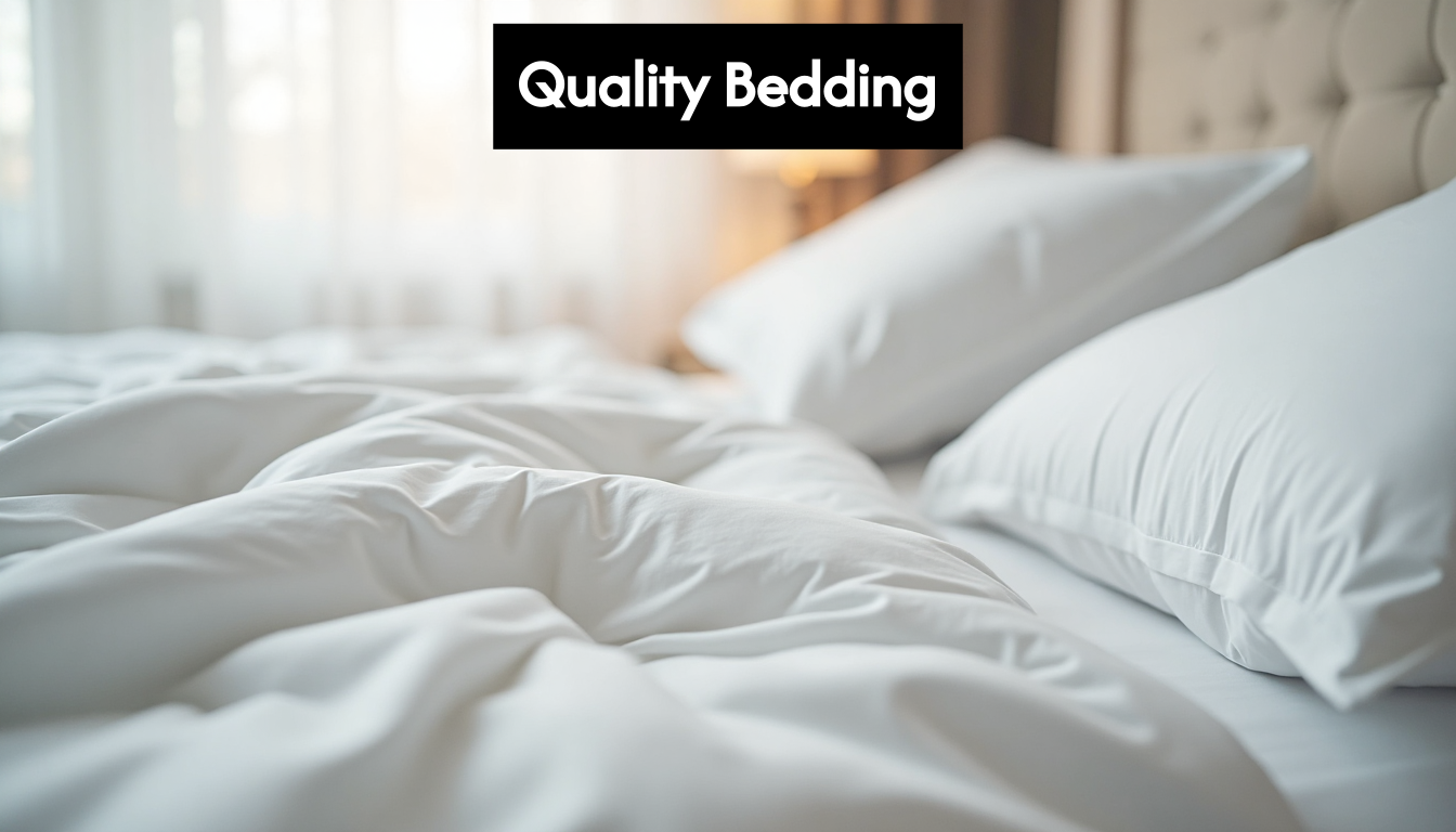 Close up of soft white bed sheets