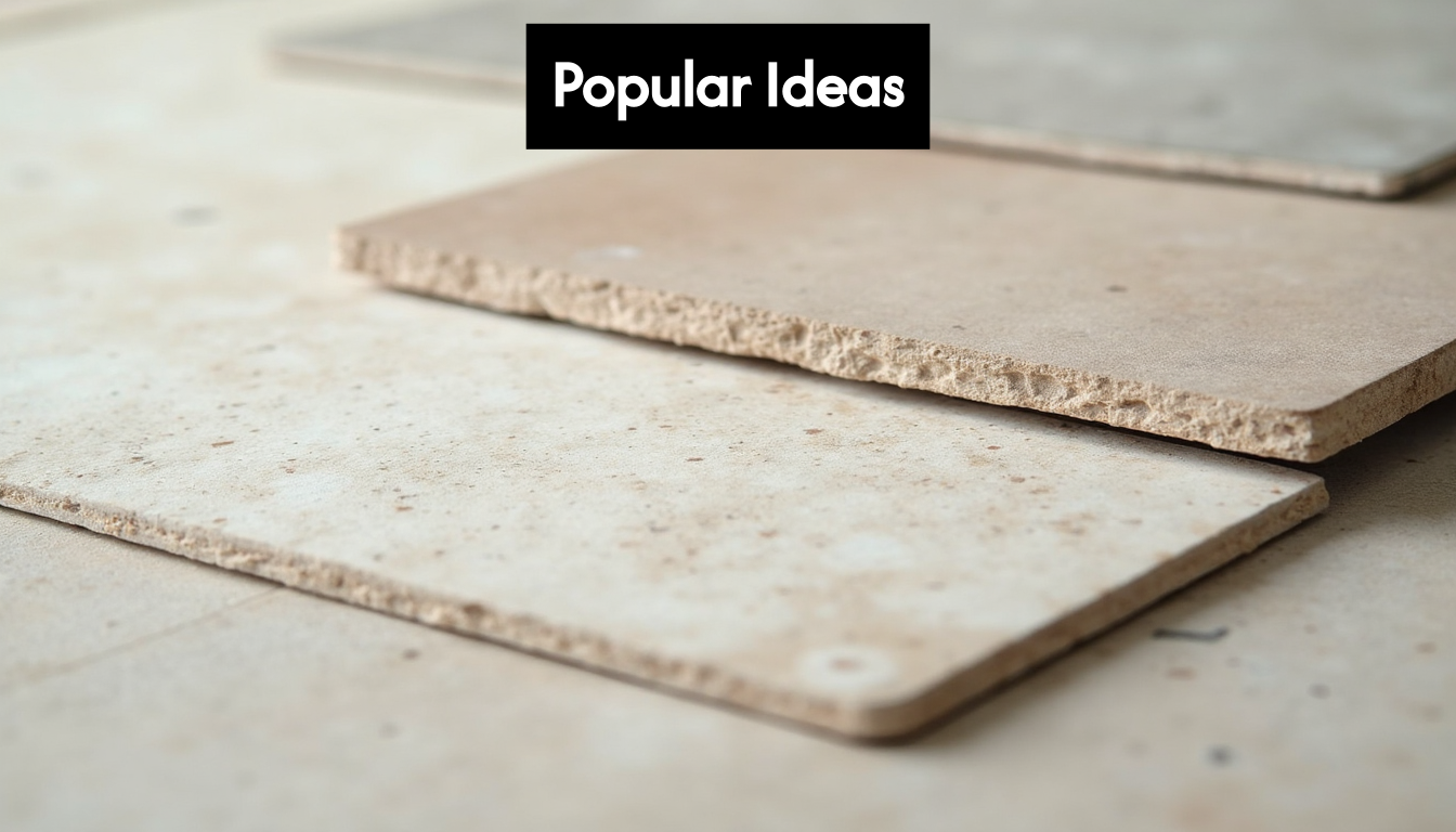 Close up of various textured neutral tiles