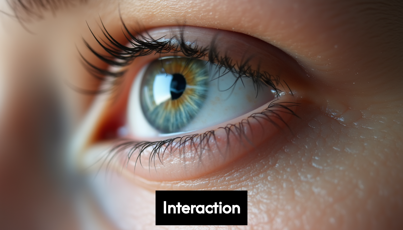 Close view of an eye with a contact lens