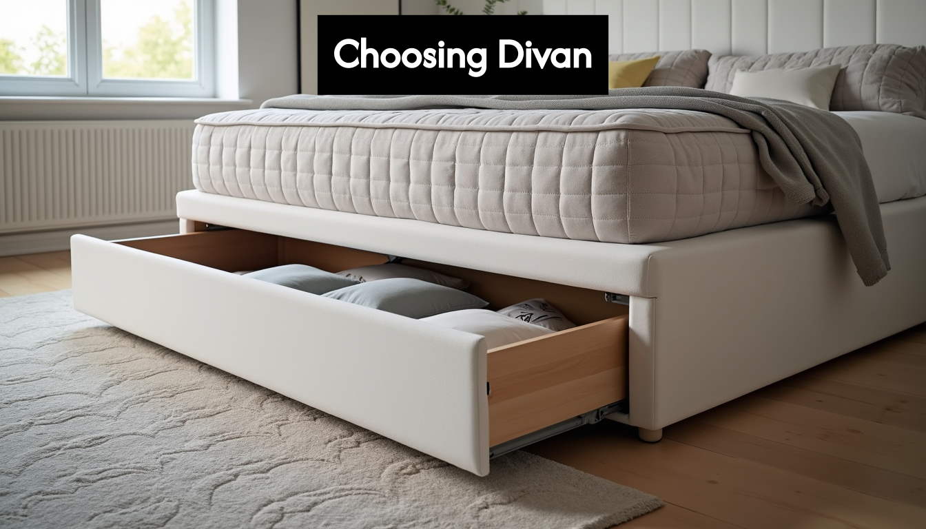 Close view of divan bed storage drawers.