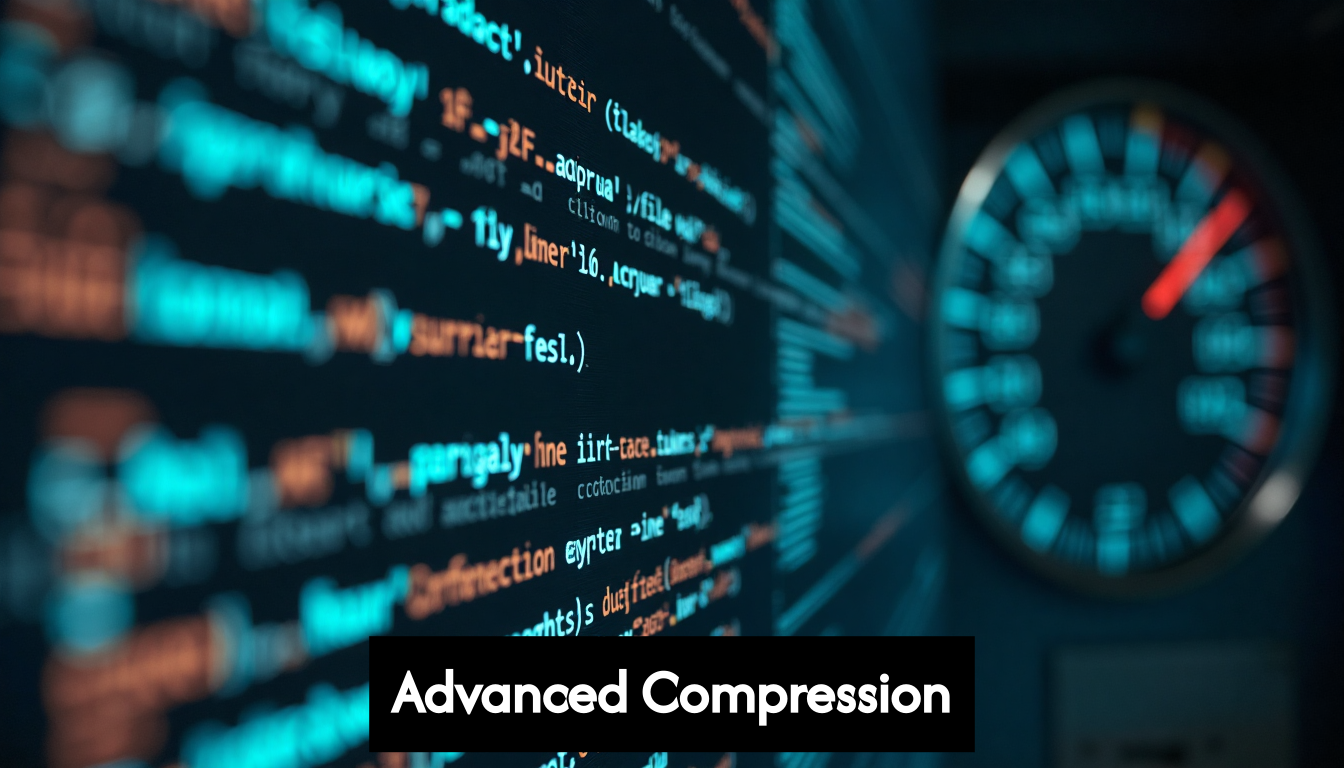 Code and speed gauge showing image compression