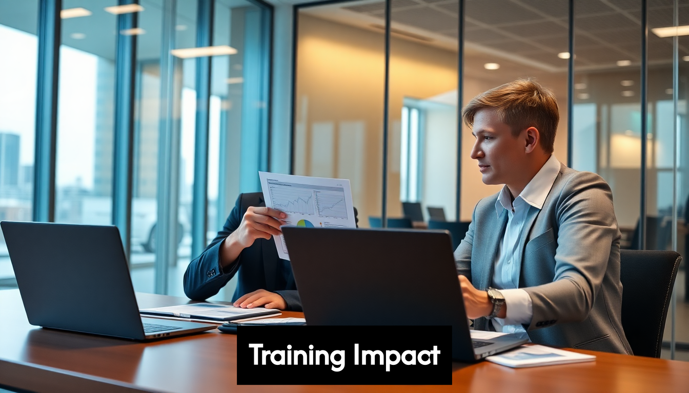 Colleagues analyzing business performance data