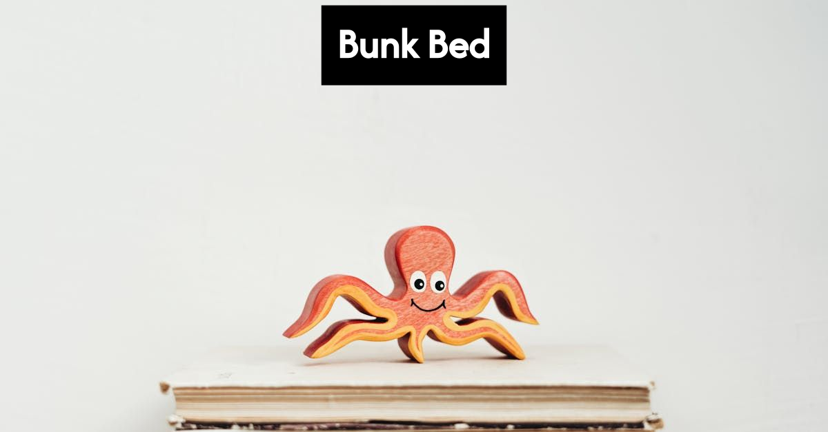 Colorful children's room with a modern bunk bed.