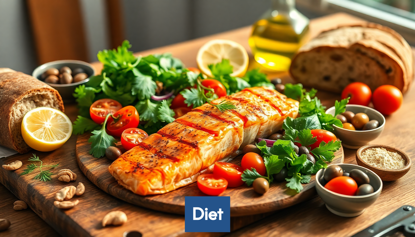 Colorful heart-healthy meal with fresh ingredients