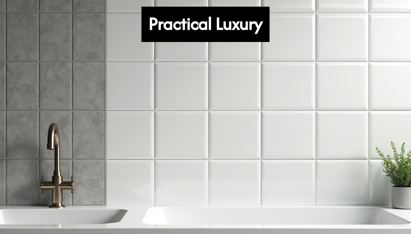 Combination of glossy and matte tiles