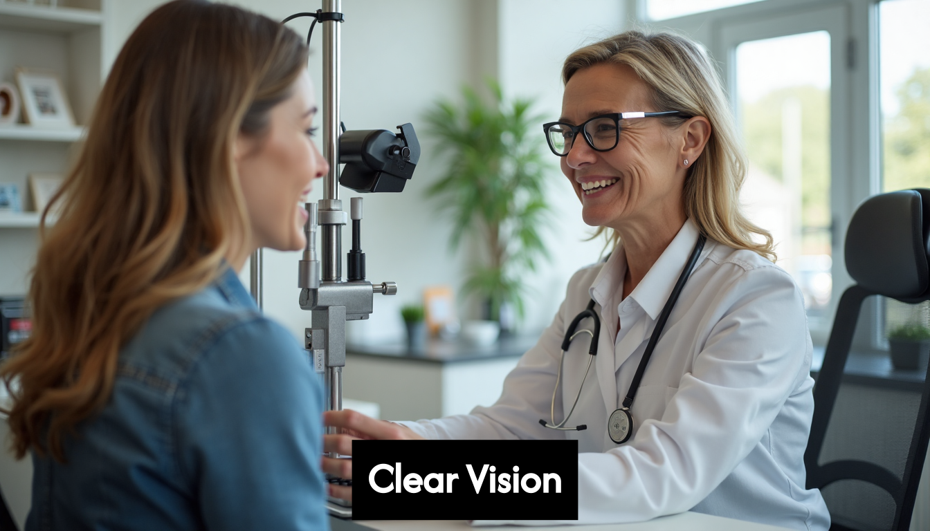 Community optician assisting patient in modern clinic