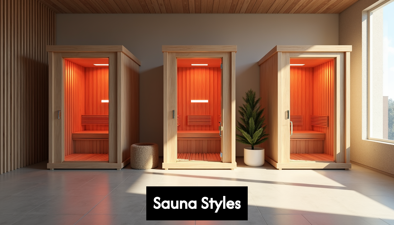 Comparison of different sauna styles in a modern setting.