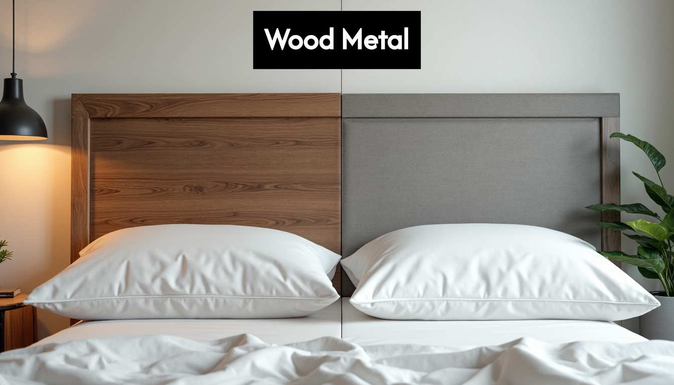 Comparison of wood and metal headboard textures.