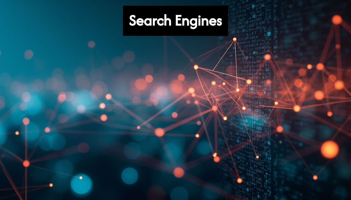 Complex digital network illustrating search processes.