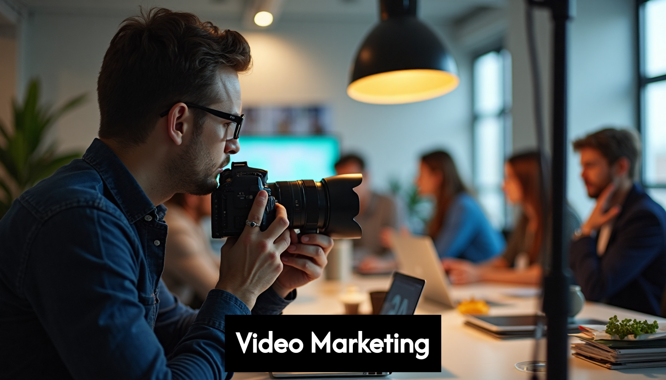 Content creator filming in modern workspace