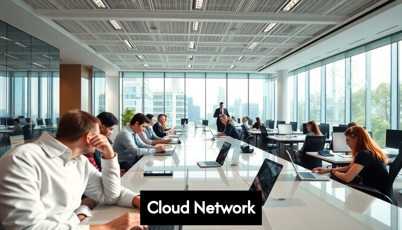 Corporate office showing cloud networking technology