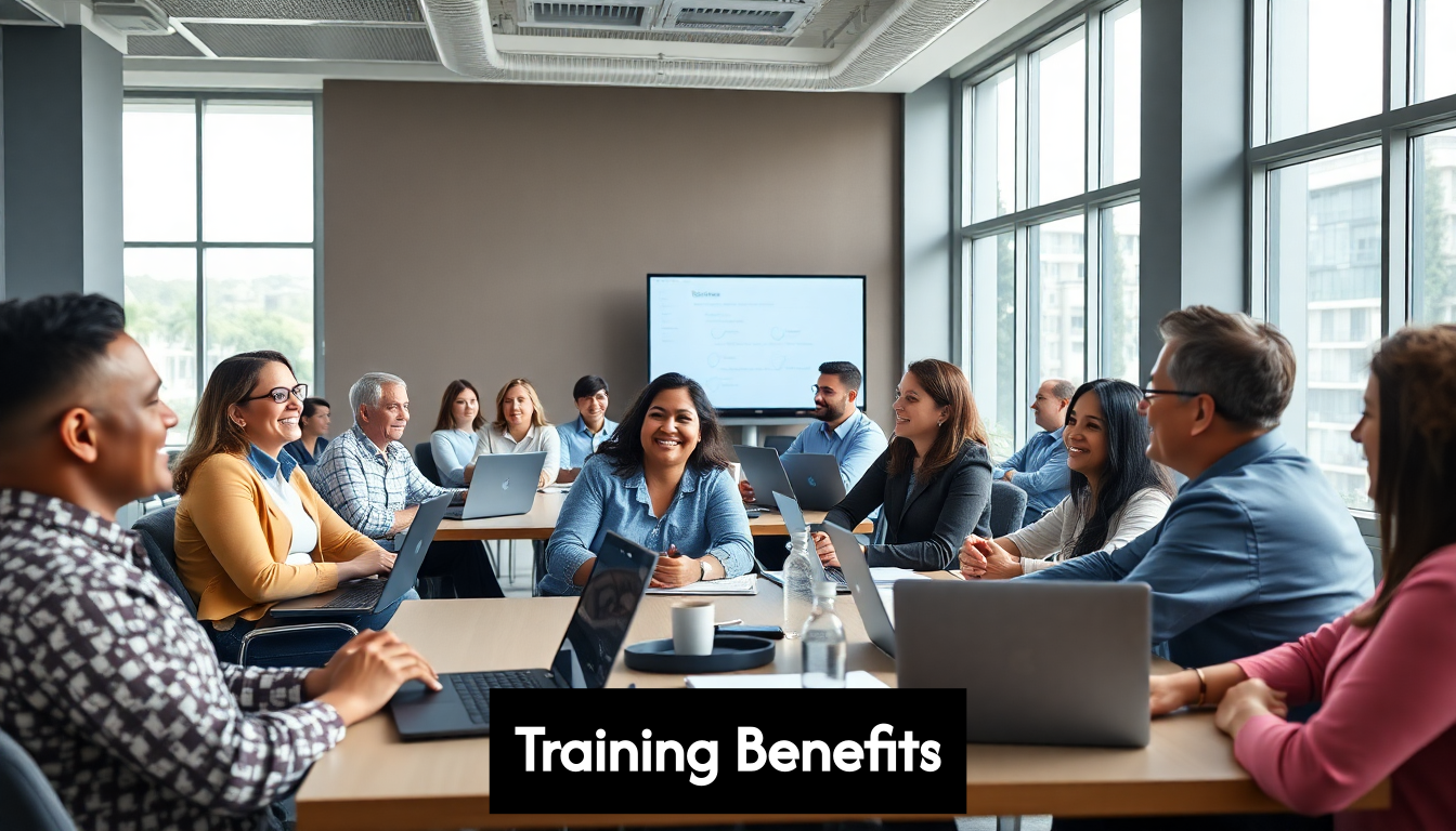 Corporate professionals in group training session