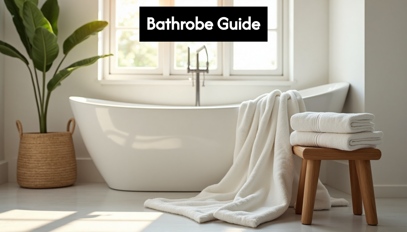 Cotton terry bathrobe in spa bathroom setting