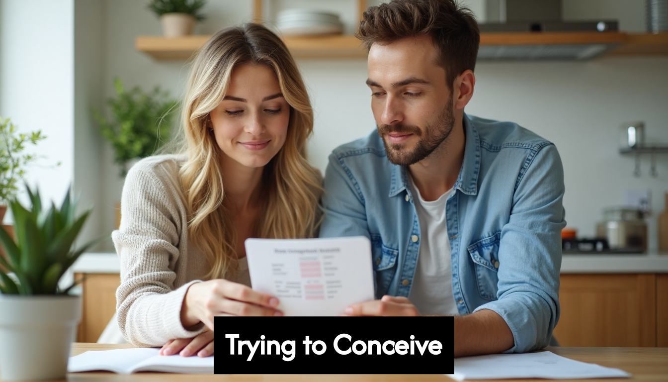 Couple reviewing fertility test results at home