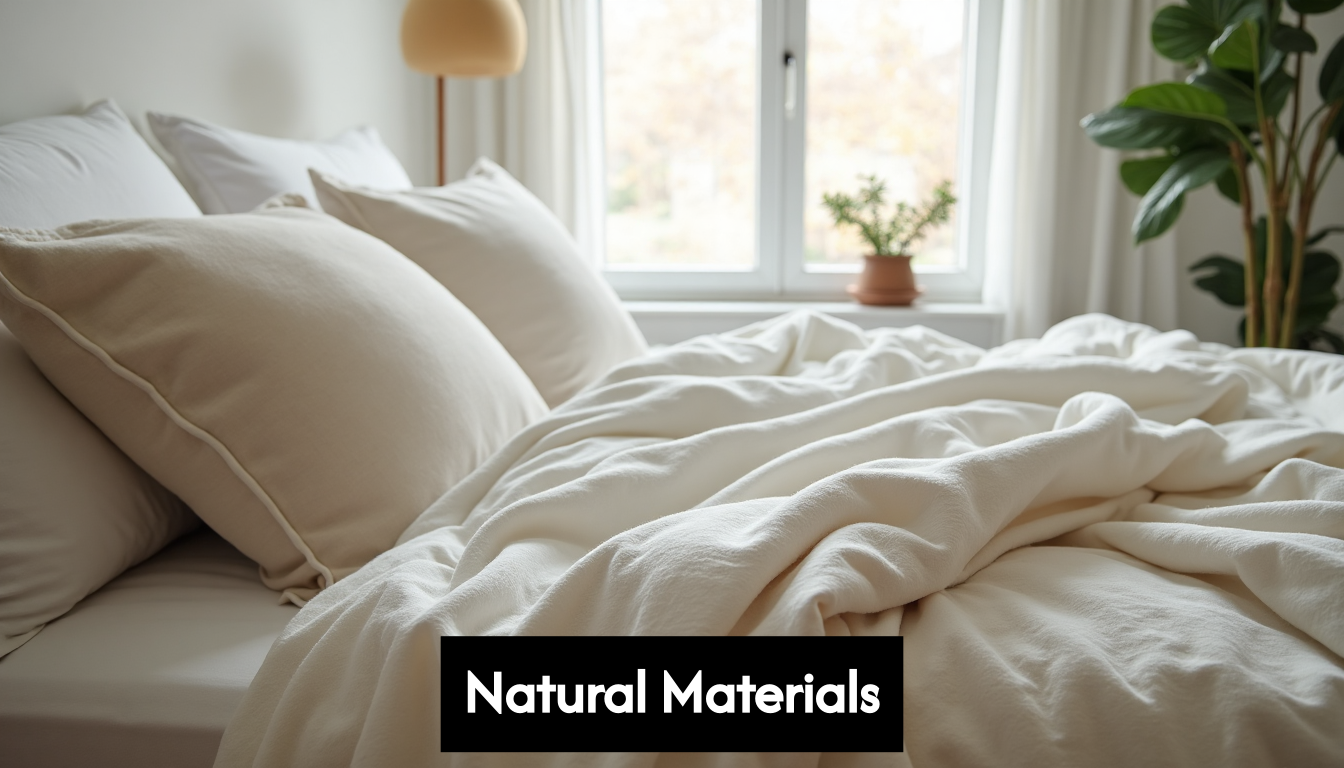 Cozy bed with wool and bamboo bedding