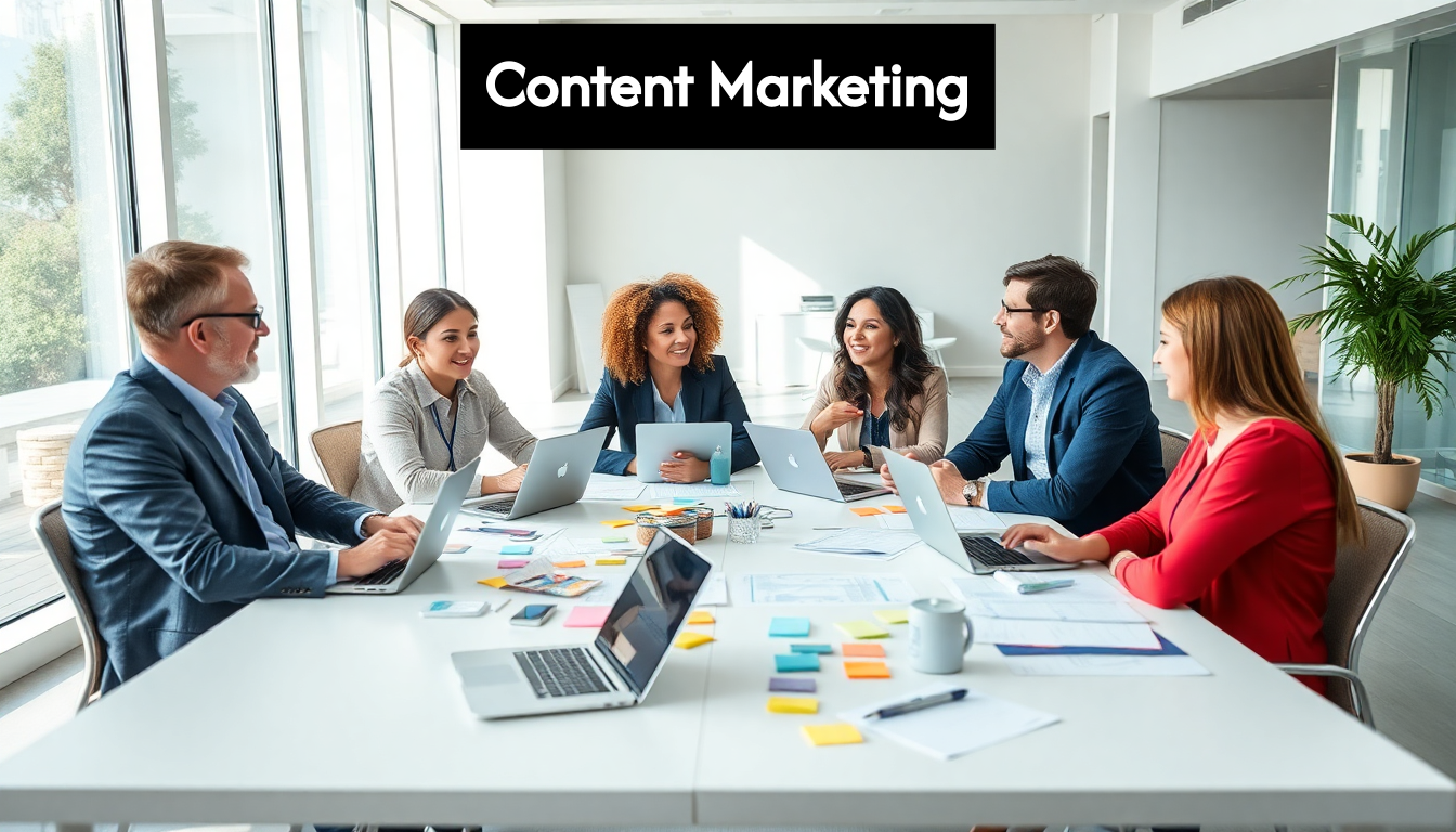 Creative team planning content marketing strategy
