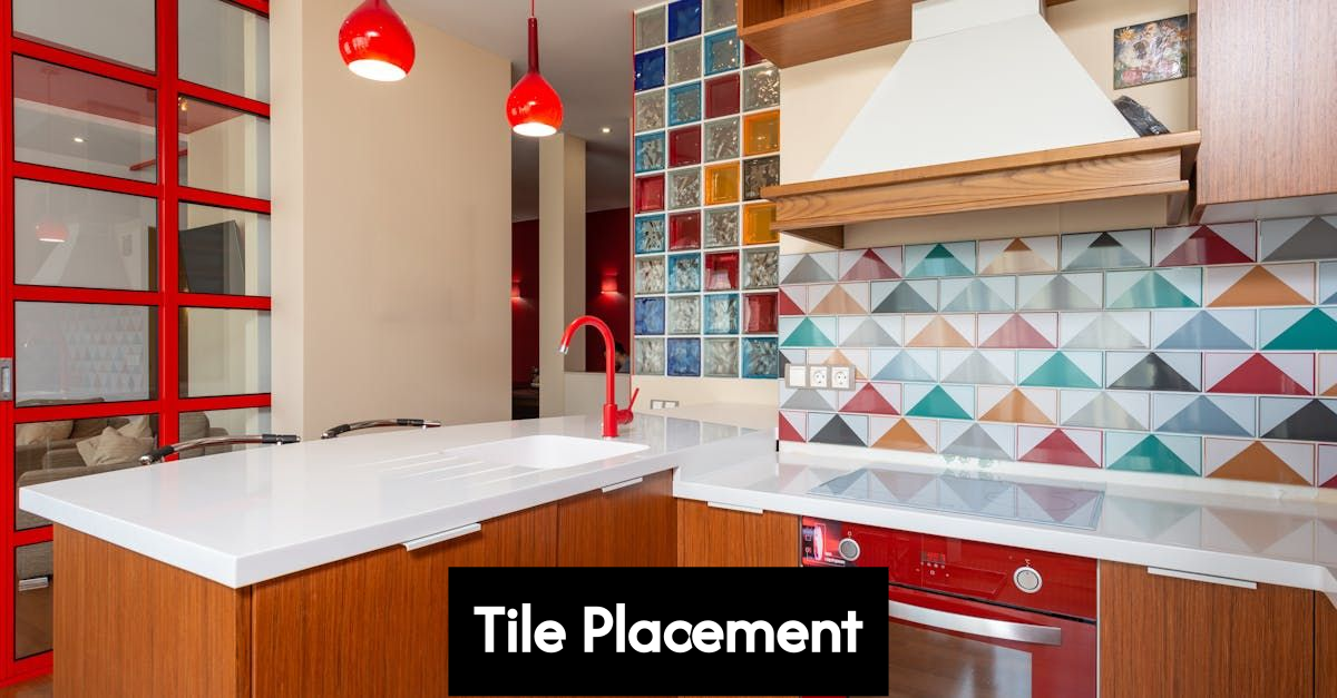 Creative tile backsplash in bright kitchen