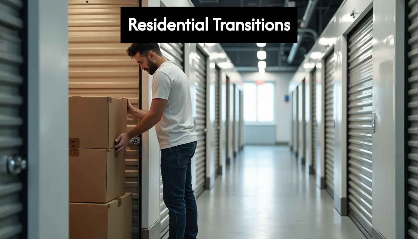 Customer using UK self-storage unit with boxes