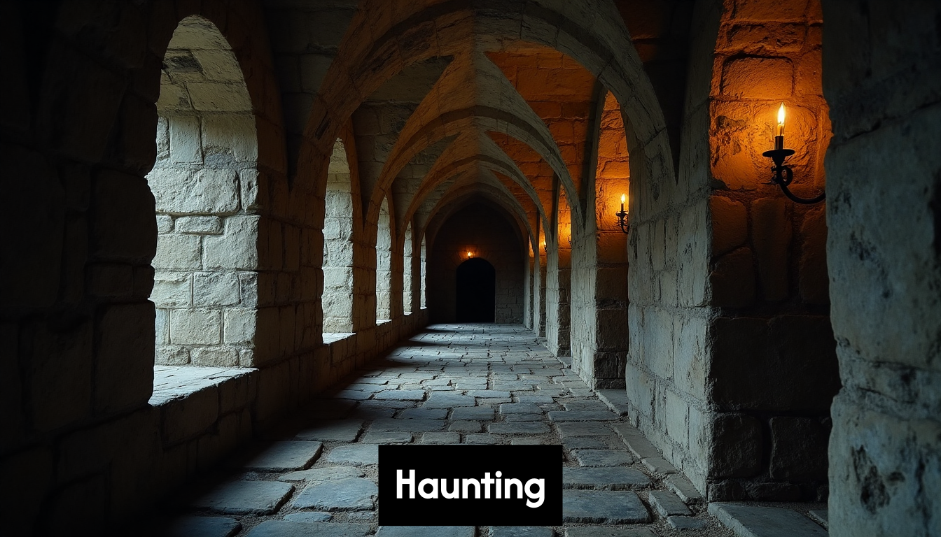 Dark corridor inside old castle