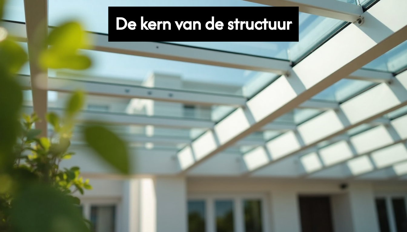 Detail of aluminium veranda frames and glass roof