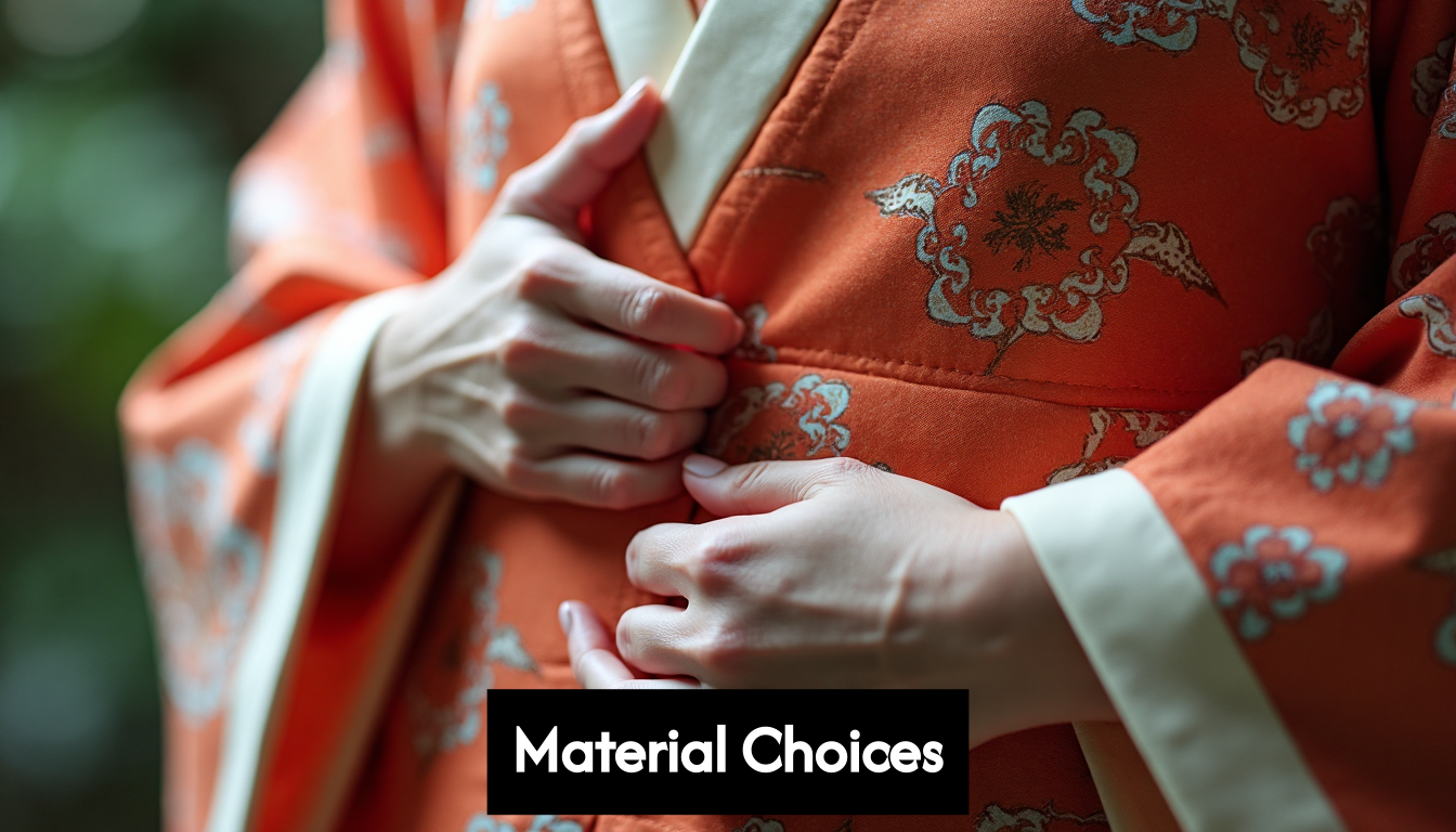 Detail of kimono robe fabric and pattern