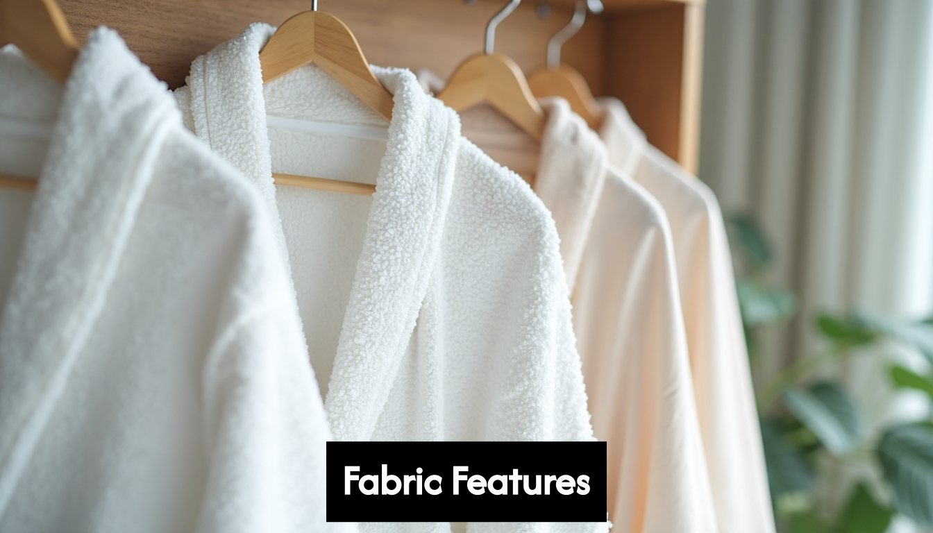 Detailed view of different robe fabrics
