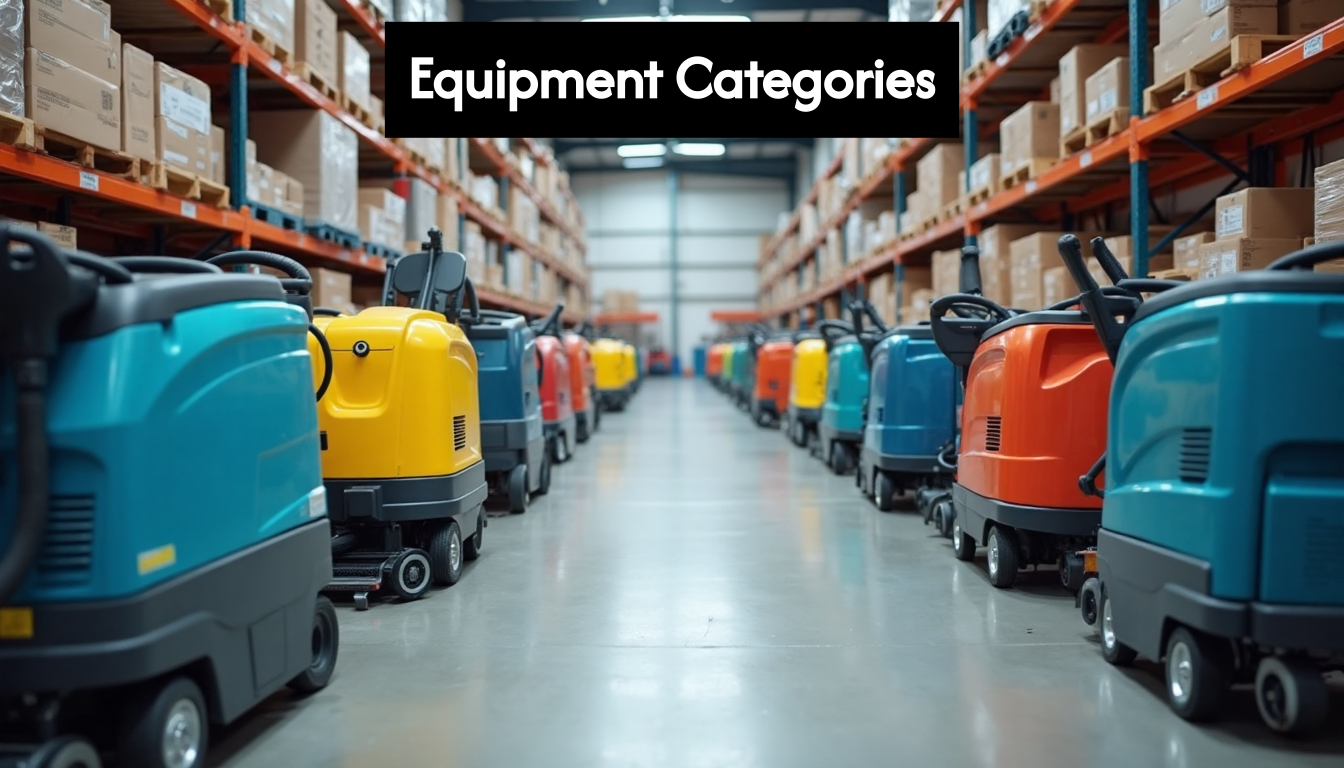 Different cleaning machines in equipment warehouse