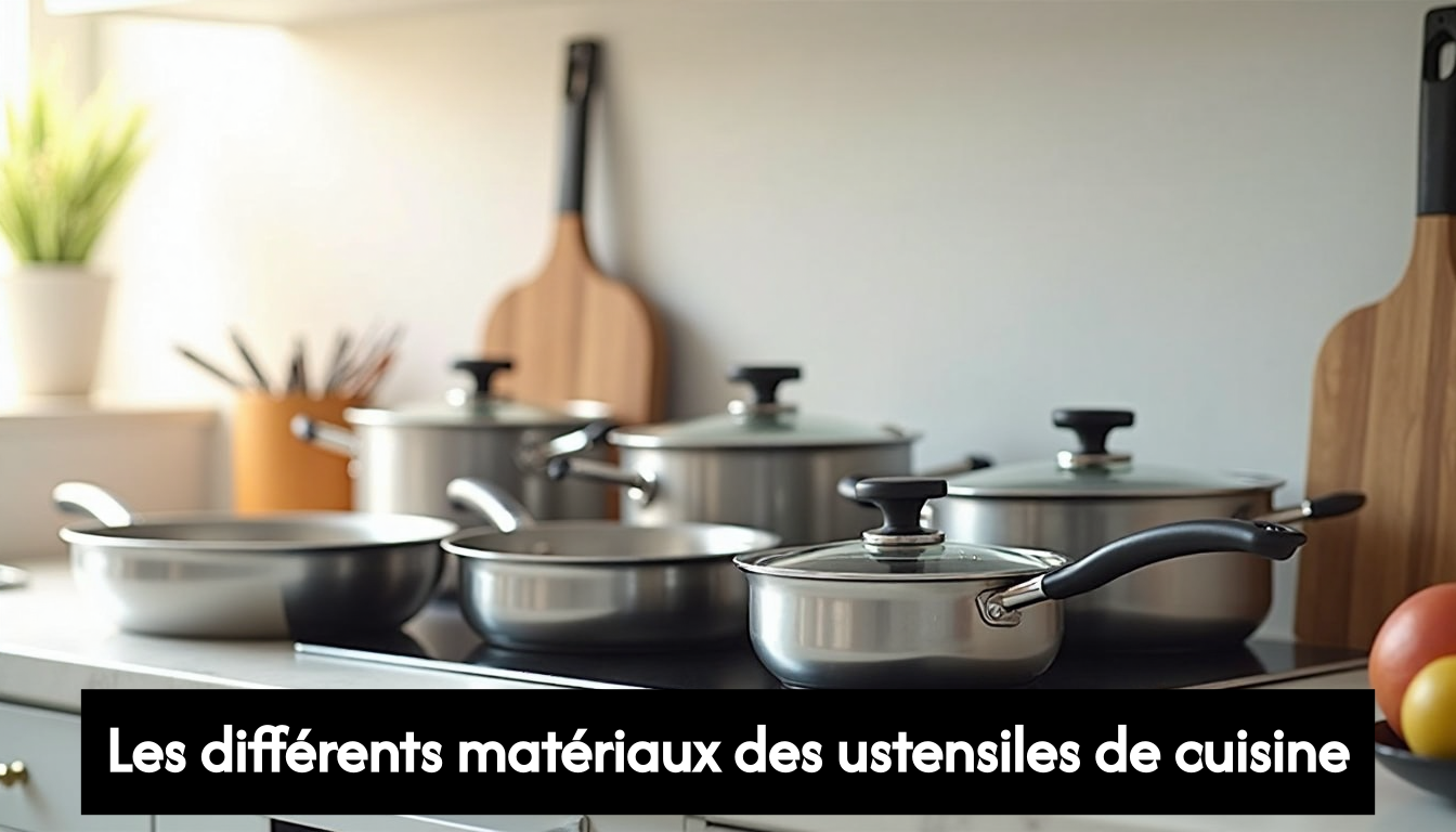 Different induction-ready pots and pans on a kitchen counter