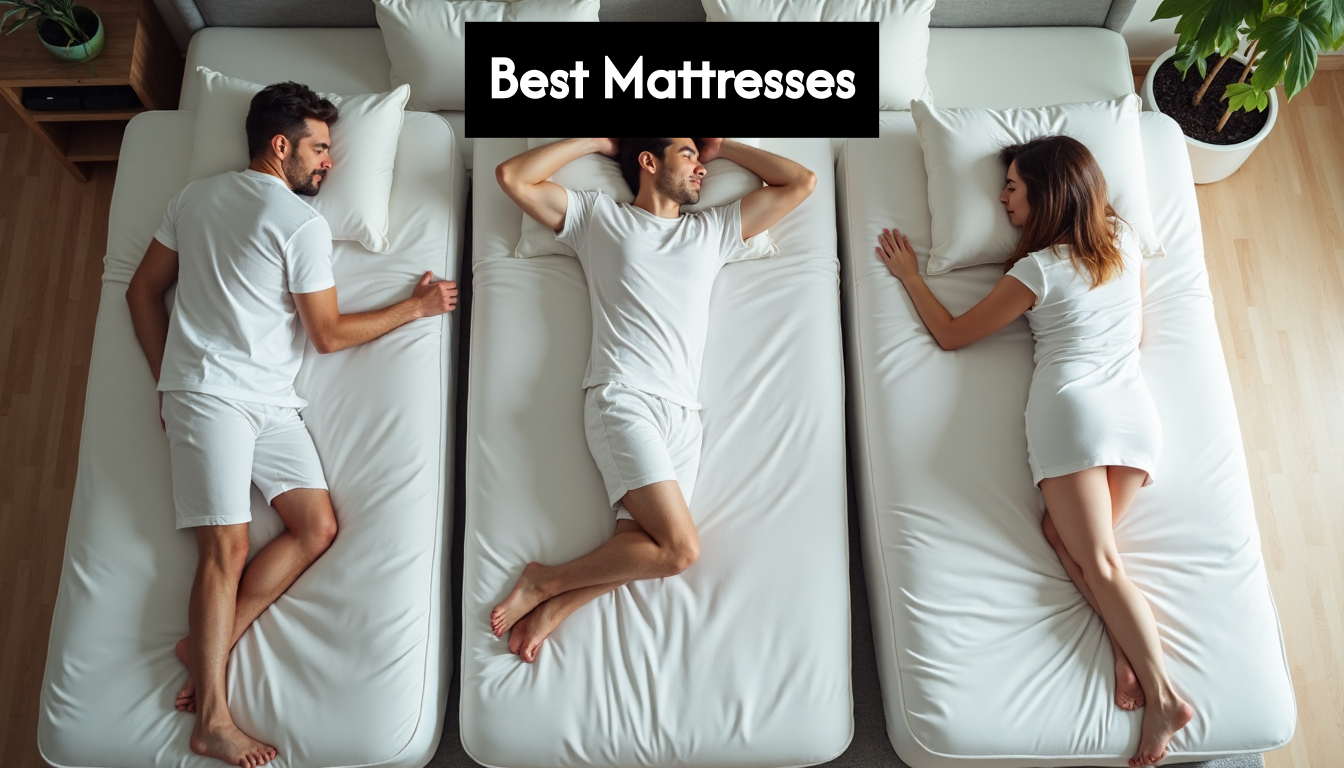 Different sleeping positions on a mattress.