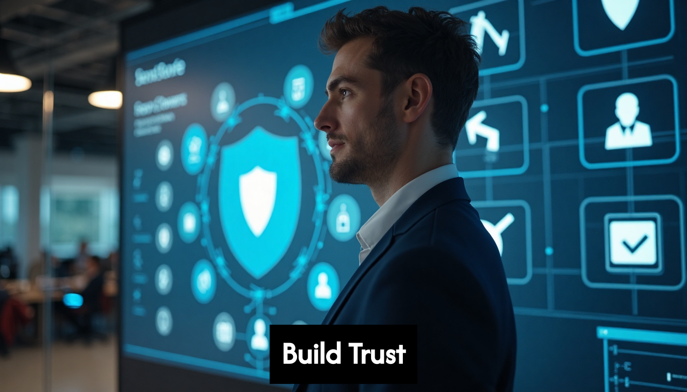 Digital screen showing trust and authority concepts