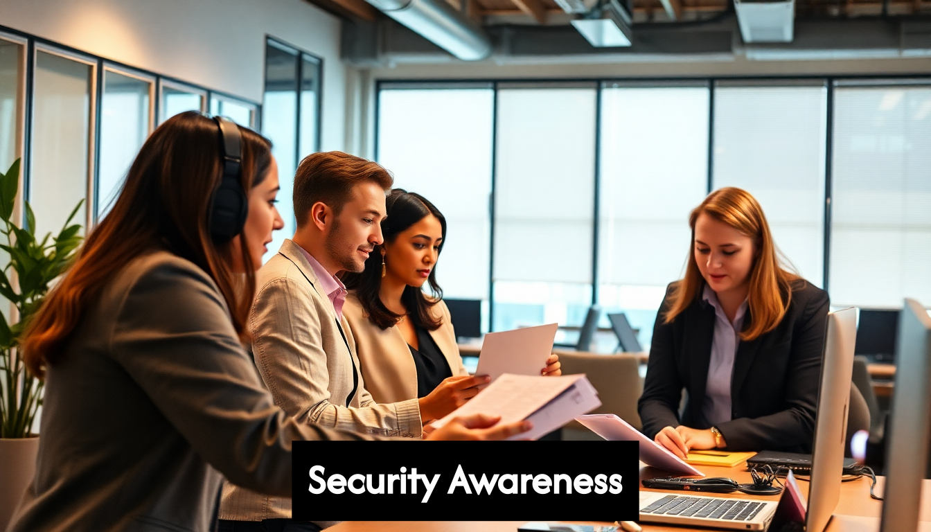 Employees engaging in security training